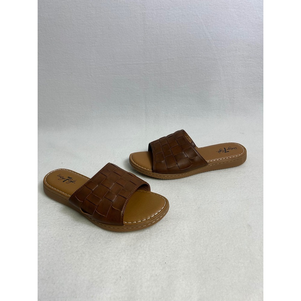 Boho Minimalist Vintage 7 Eight Womens 10 Brown‎ Woven Strap Flat Slide Sandals
